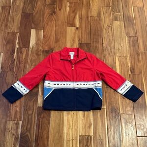 Vintage Napa Valley Nautical Sailing Flag Zip Jacket Women’s Medium Red Blue